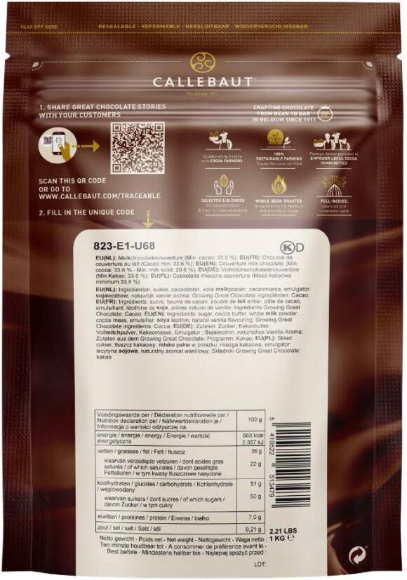 Callebaut No 823 Finest Belgian Milk Chocolate Callets Couverture 33.6% - 1Kg-We currently offer delivery only in the Toronto area. - Image 8